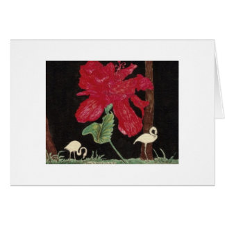 white flamingo and hibiscus
