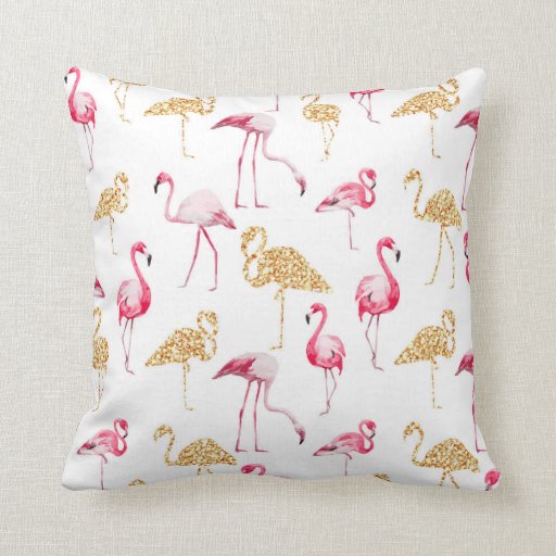Image of White Flamingo Print. Cushion