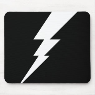 White Flash Lightning Bolt Mouse Mat