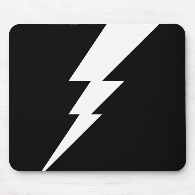 White Flash Lightning Bolt Mouse Mat (Front)