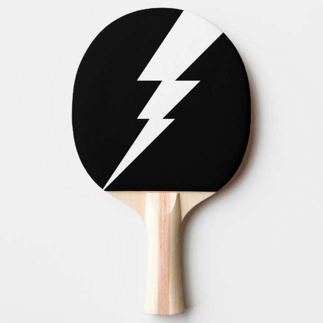 White Flash Lightning Bolt Ping Pong Paddle (Front)