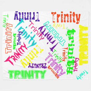 White Fleece Blanket Colourful Bright Name Collage