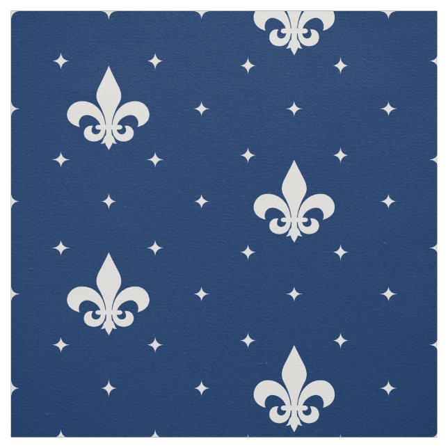 White Fleur-de-lis Fabric (Swatch)