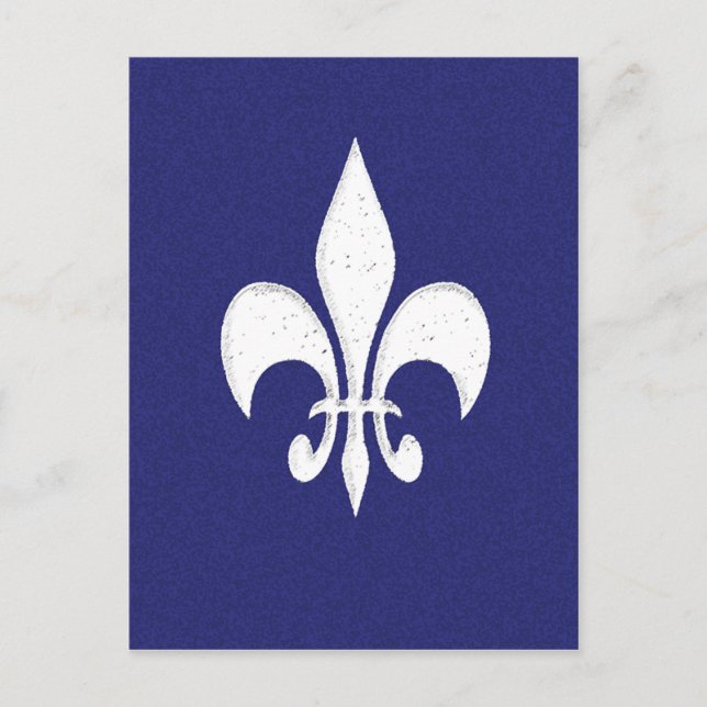 White Fleur de Lis on Blue Postcard (Front)