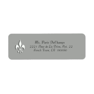White Fleur de Lis on Grey Return Label