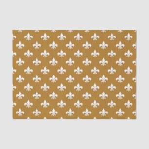 White Fleur-de-lis on Matte Gold Tissue Paper