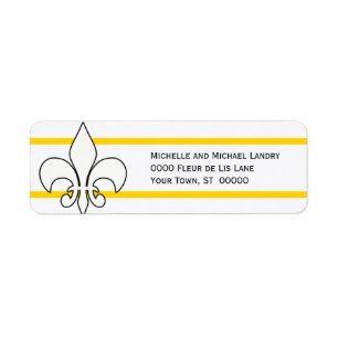White Fleur de Lis with Gold Stripes