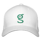 White Flex Fit Cap w Green Logo Embroidered