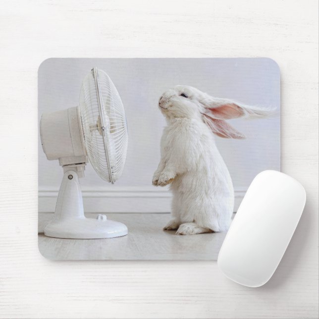 White Floppy-eared Rabbit Cooling Off Mouse Mat (With Mouse)