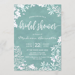 White Floral Any Colour Bridal Shower Invitation