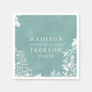 White Floral Any Colour Watercolor Wedding Monogra Napkin