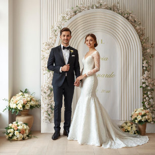 White Floral Arch Wedding Photo Booth Backdrop Tapestry