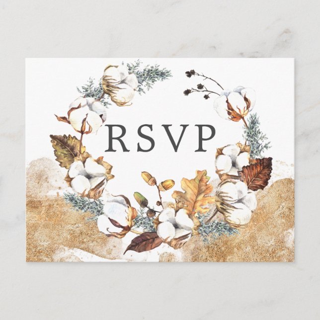 White Floral Autumn RSVP Postcard with Meal Choice (Front)