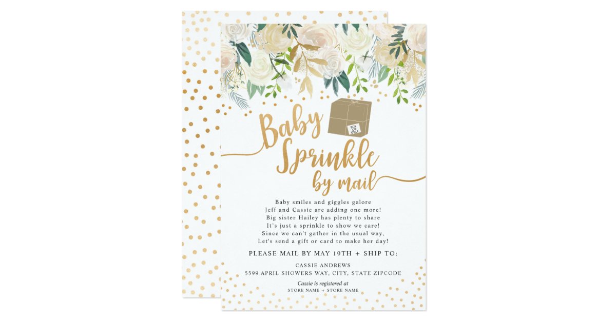 White Floral Baby Sprinkle by mail baby shower Invitation | Zazzle.co.uk
