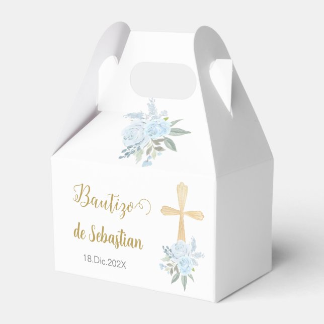 White floral Baptism Favour Box (Front Side)