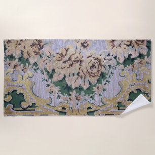 White Floral  Beach Towel