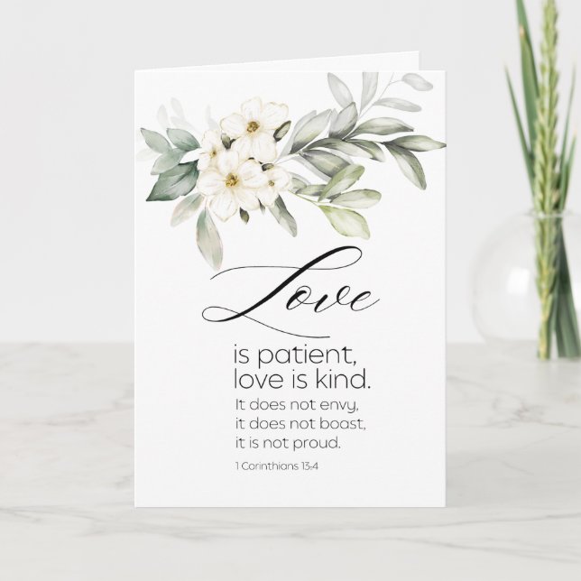 White Floral Bible Verse Wedding Congratulations Card (Front)
