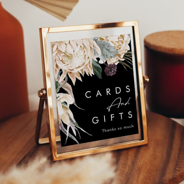 White Floral | Black Cards and Gifts Sign (Creator Uploaded)