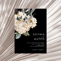 White Floral | Black Casual Wedding Invitation