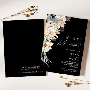 White Floral   Black Elopement Announcement