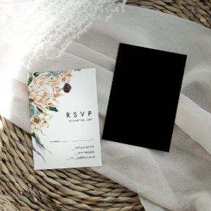 White Floral   Black RSVP Card