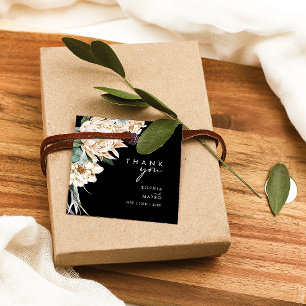 White Floral   Black Thank You Favour Tags