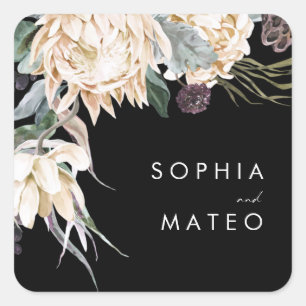 White Floral   Black Wedding Envelope Seals