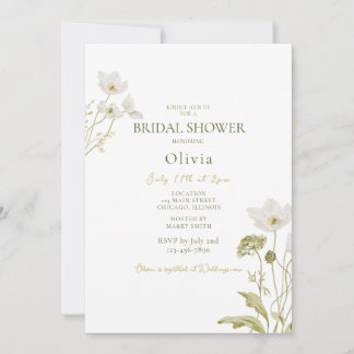 White Floral Blooming Garden Bridal Shower Invitation