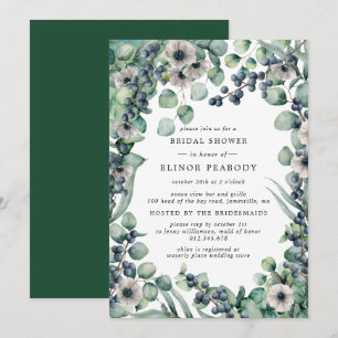 White Floral Boho Botanical Bridal Shower Invitation