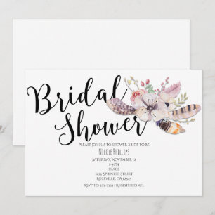 White Floral Boho Chic Bridal Shower Invitations