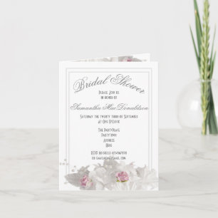 White floral bouquet bridal shower invitation