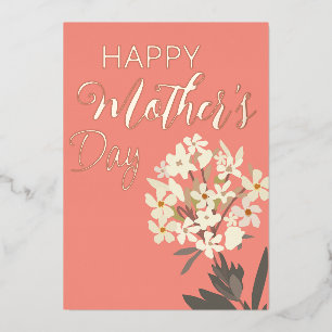 White Floral Bouquet / Mother's Day Foil Holiday Card