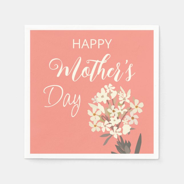 White Floral Bouquet / Mother's Day Napkin (Front)
