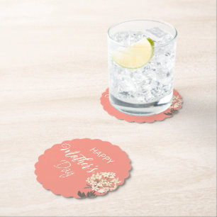 White Floral Bouquet / Mother's Day Paper Coaster