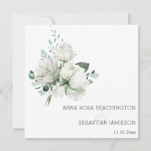 *~* White Floral Bouquets AR15 QR RSVP Wedding I Invitation