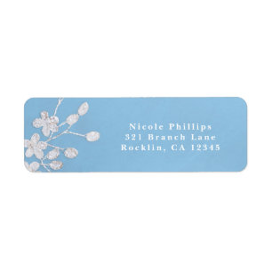 White Floral Branch Blue Bridal Shower Invitation
