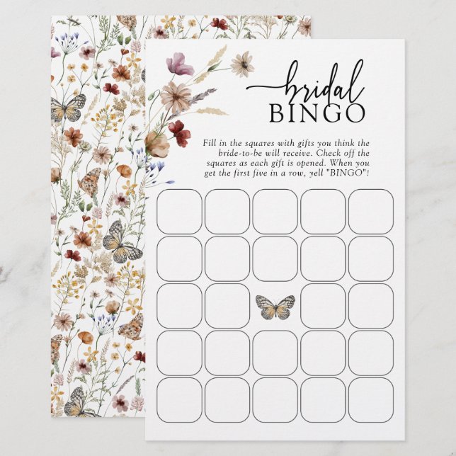 White Floral Bridal Bingo (Front/Back)