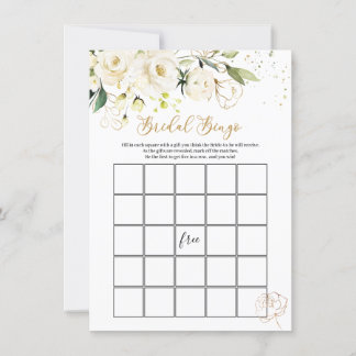 White Floral Bridal Bingo/He Said, She Said Games Invitation