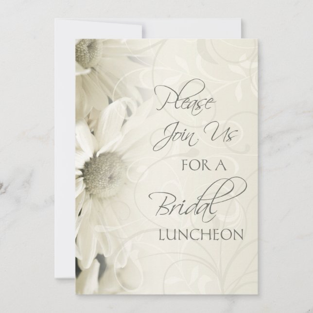 White Floral Bridal Luncheon Invitation Cards (Front)