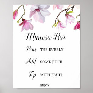 White Floral Bridal Mimosa Bar Sign