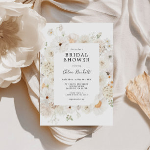White Floral Bridal Shower Invitation