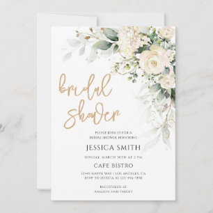 White Floral Bridal Shower Invitation