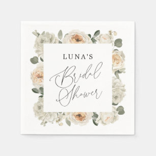 White floral Bridal Shower Napkin