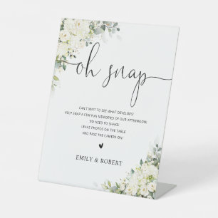 White Floral Bridal Shower Oh Snap Sign