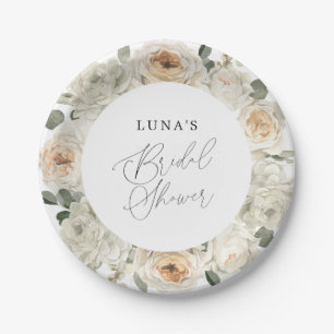 White floral Bridal Shower Paper Plate