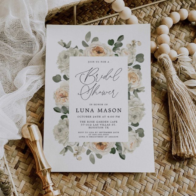 White floral Bridal Shower Photo Invitation (Creator Uploaded)