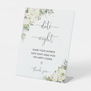 White Floral Bridal Shower Recipe Card Sign