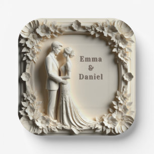 🤍 White Floral Bride And Groom Wedding Theme 🤍 Paper Plate