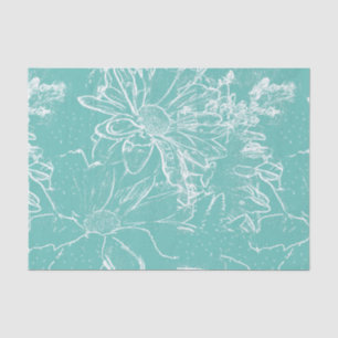 White Floral Bundle Transparent - Blue Tissue Paper