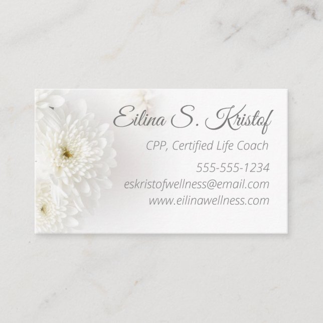 White Floral Business Card (Front)